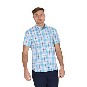 Raging Bull Mens Multi Check Short-Sleeved Shirt / Mid Blue
